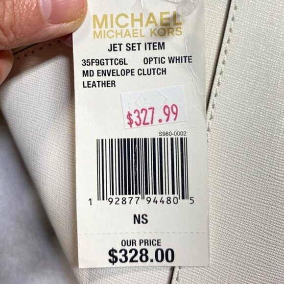 Michael Kors Jet Set Medium Leather Envelope Clutch in Optic White - Picture 5 of 7